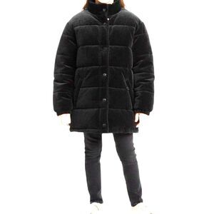 American Girl Black Velvet Insulated Zip Front Puffer Coat Size M